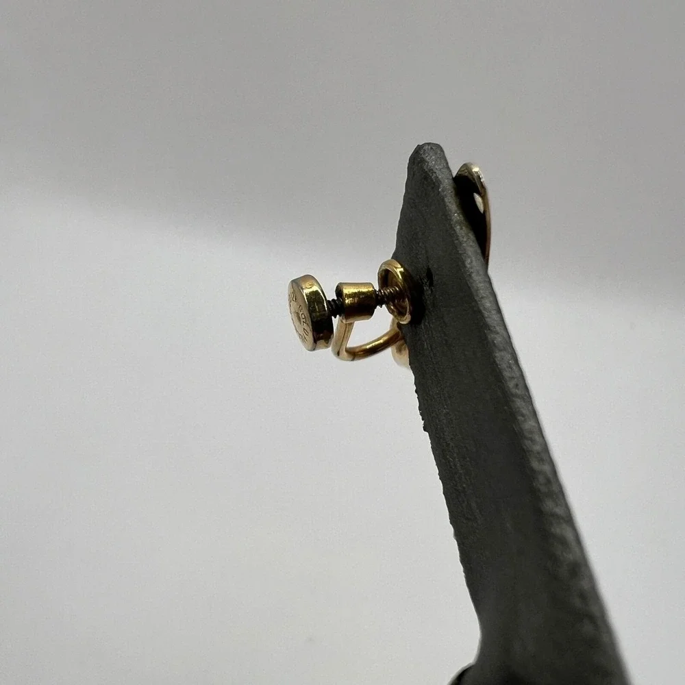 Vintage Screw Back Earrings Faux Pearl 1/20 12K GF Shiny Brushed‎ Freeform